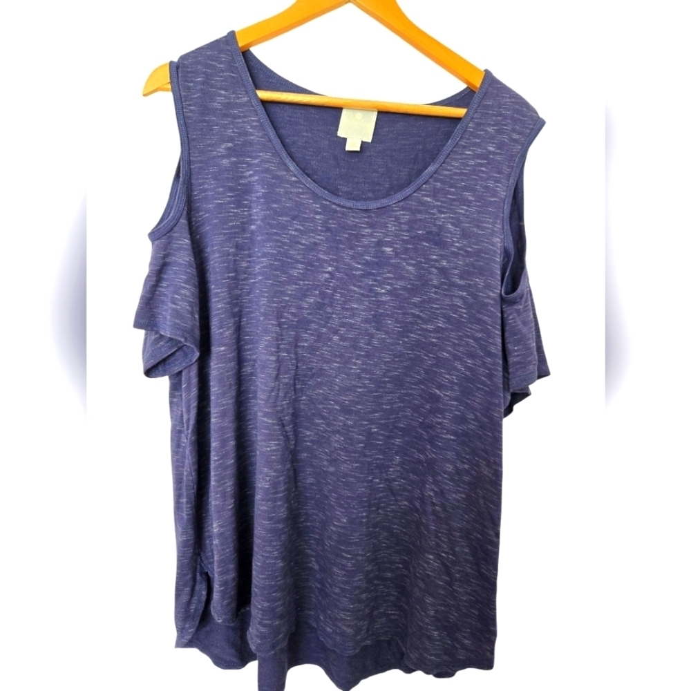 Sunday Best Blue Cold Shoulder Top Size 2x